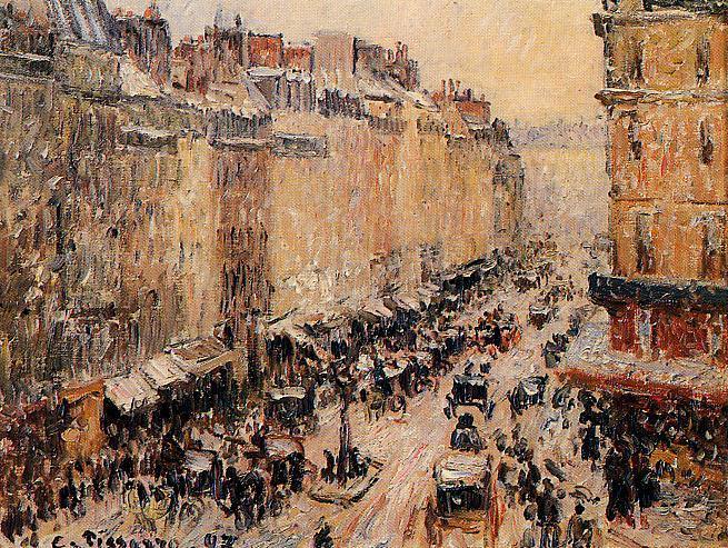 Rue Saint-Lazare sob a neve (Camille Pissarro) - Reprodução com Qualidade Museu