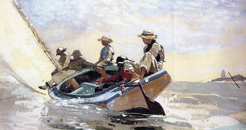 Navegando no Catboat (Winslow Homer) - Reprodução com Qualidade Museu