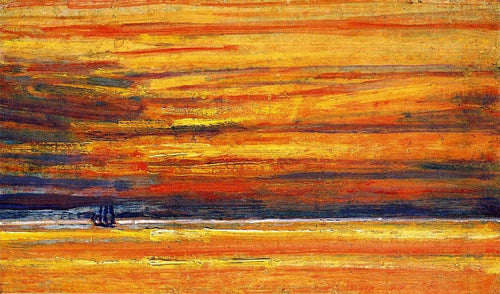 Barco à Vela no Mar, Pôr do Sol (Childe Hassam) - Reprodução com Qualidade Museu