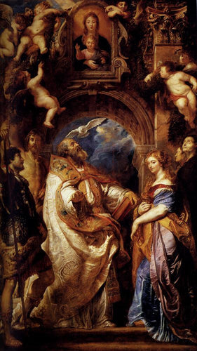 São Gregório com os Santos Domitila Mauro e Papianus (Peter Paul Rubens) - Reprodução com Qualidade Museu