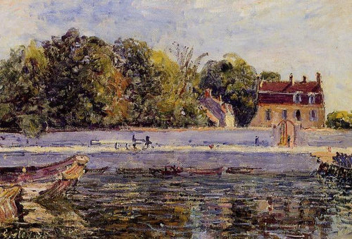 Saint Mammes House no Canal Du Loing (Alfred Sisley) - Reprodução com Qualidade Museu