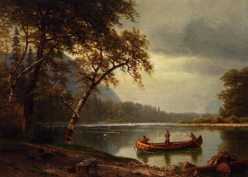 Pesca de salmão no rio Cascapediac (Albert Bierstadt) - Reprodução com Qualidade Museu