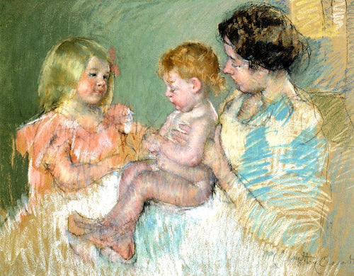 Sara e sua mãe com o bebê (Mary Cassatt) - Reprodução com Qualidade Museu