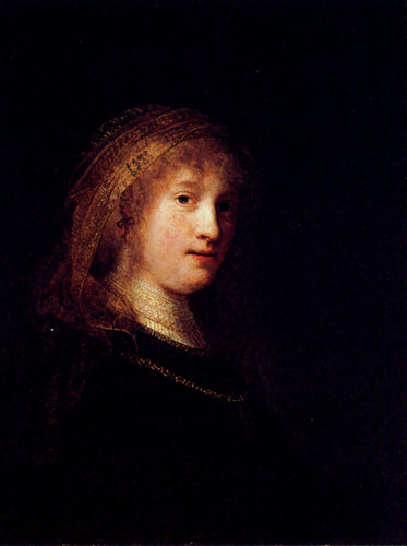 Saskia usando um véu (Rembrandt) - Reprodução com Qualidade Museu