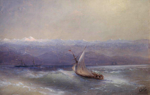 Mar no fundo das montanhas (Ivan Aivazovsky) - Reprodução com Qualidade Museu