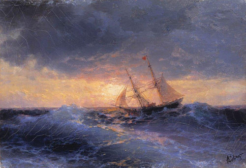 Mar. Pôr do sol (Ivan Aivazovsky) - Reprodução com Qualidade Museu