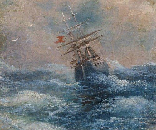 Mar com um navio (Ivan Aivazovsky) - Reprodução com Qualidade Museu