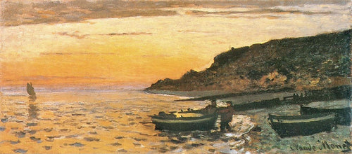Seacoast em Saint Adresse, pôr do sol (Claude Monet) - Reprodução com Qualidade Museu