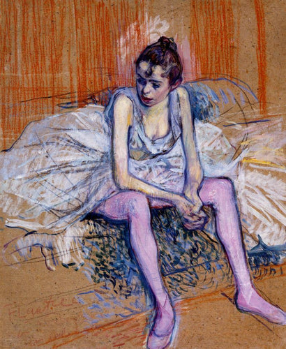 Dançarino sentado de meia-calça rosa (Henri de Toulouse-Lautrec) - Reprodução com Qualidade Museu