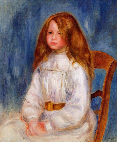 Menina sentada com um fundo azul (Pierre-Auguste Renoir) - Reprodução com Qualidade Museu