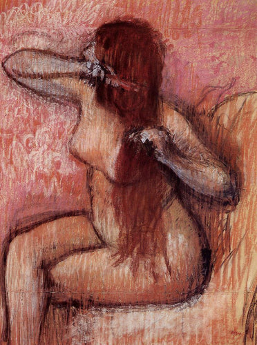 Nua sentada penteando o cabelo (Edgar Degas) - Reprodução com Qualidade Museu