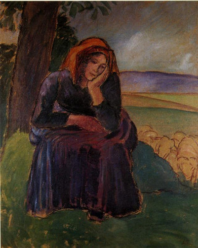 Pastora Sentada (Camille Pissarro) - Reprodução com Qualidade Museu