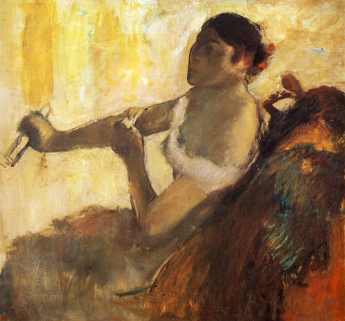 Mulher sentada puxando sua luva (Edgar Degas) - Reprodução com Qualidade Museu