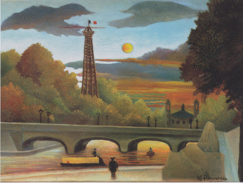 Sena e Torre Eiffel ao pôr do sol (Henri Rousseau) - Reprodução com Qualidade Museu