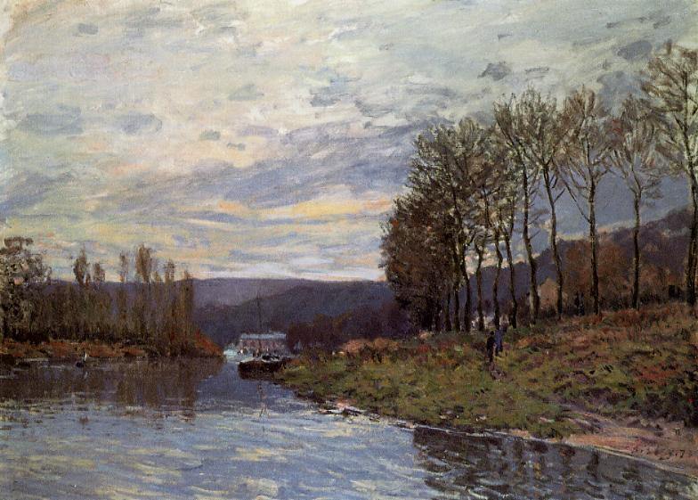 Seine At Bougival (Alfred Sisley) - Reprodução com Qualidade Museu