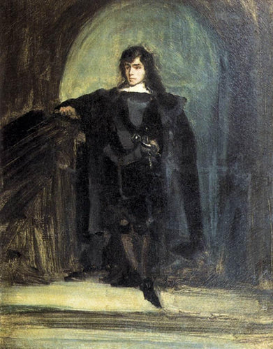 Auto-retrato como Hamlet (Eugene Delacroix) - Reprodução com Qualidade Museu