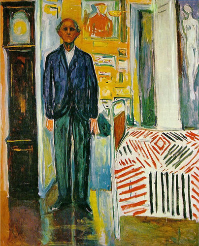 Auto-retrato. Entre o relógio e a cama (Edvard Munch) - Reprodução com Qualidade Museu