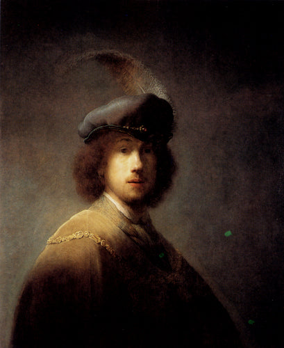 Auto-retrato com chapéu emplumado (Rembrandt) - Reprodução com Qualidade Museu