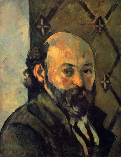 Auto-retrato com papel de parede cor de oliva (Paul Cézanne) - Reprodução com Qualidade Museu