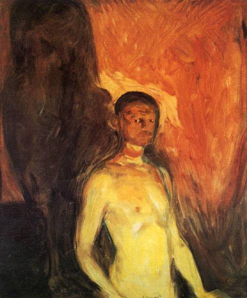 Auto-retrato no inferno (Edvard Munch) - Reprodução com Qualidade Museu