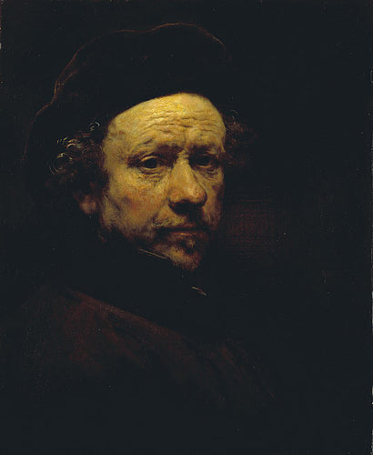 Auto-retrato com boina e colarinho dobrado (Rembrandt) - Reprodução com Qualidade Museu