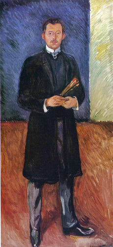 Auto-retrato com pincéis (Edvard Munch) - Reprodução com Qualidade Museu