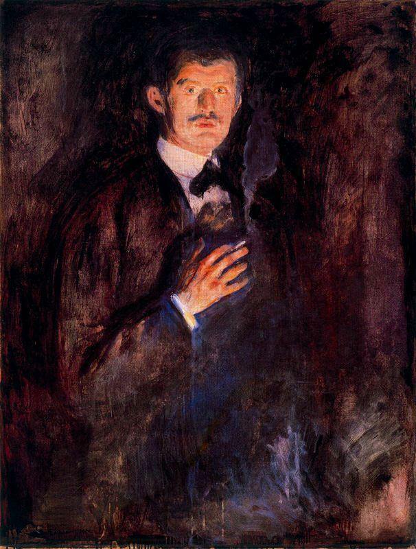Auto-retrato com cigarro aceso (Edvard Munch) - Reprodução com Qualidade Museu