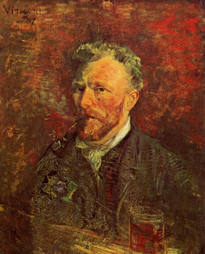 Auto-retrato com tubo e vidro (Vincent Van Gogh) - Reprodução com Qualidade Museu