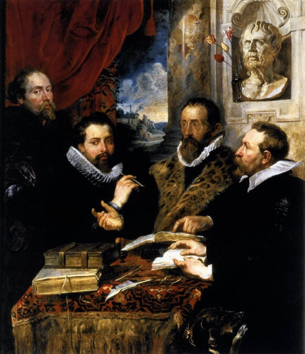 Auto-retrato com o irmão Philipp, Justus Lipsius e outro estudioso (Peter Paul Rubens) - Reprodução com Qualidade Museu