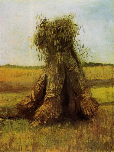 Feixes de trigo em um campo (Vincent Van Gogh) - Reprodução com Qualidade Museu