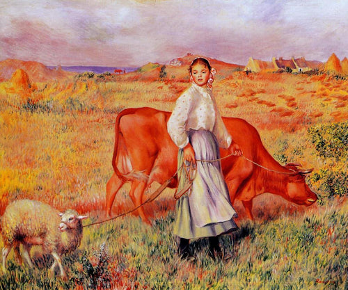 Pastora, Vaca e Ovelha (Pierre-Auguste Renoir) - Reprodução com Qualidade Museu