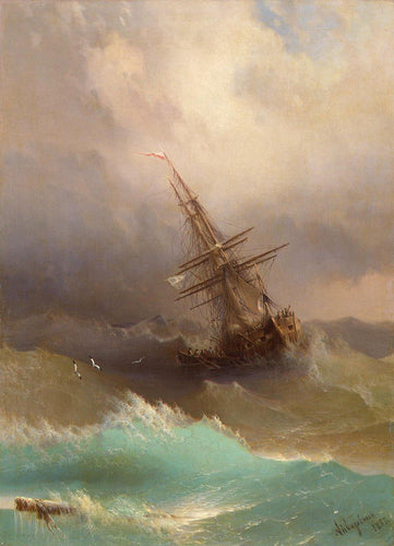 Navio no Mar Tempestuoso (Ivan Aivazovsky) - Reprodução com Qualidade Museu