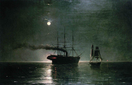 Navios na quietude da noite (Ivan Aivazovsky) - Reprodução com Qualidade Museu
