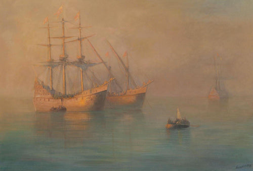 Navios de Colombo (Ivan Aivazovsky) - Reprodução com Qualidade Museu