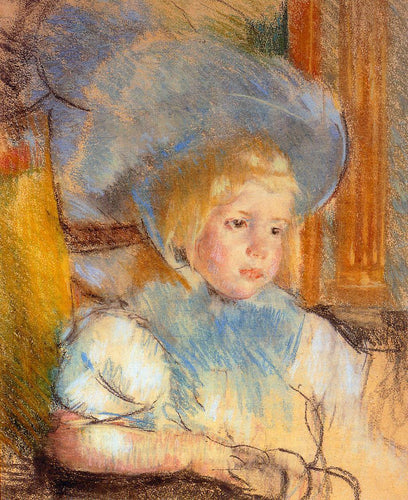 Simone de chapéu emplumado (Mary Cassatt) - Reprodução com Qualidade Museu