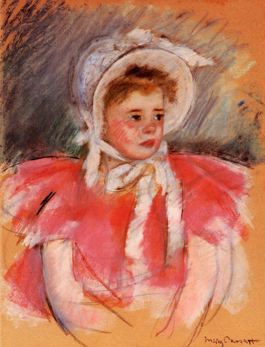 Simone com capuz branco sentada com as mãos postas - No.1 (Mary Cassatt) - Reprodução com Qualidade Museu