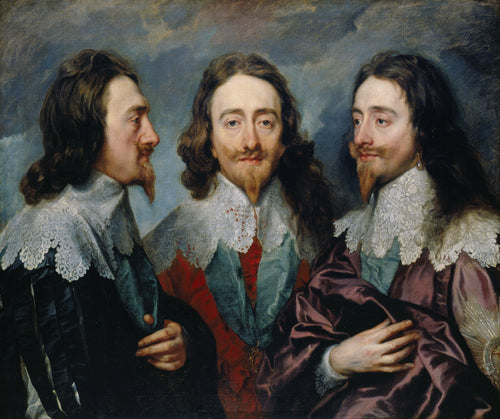 Carlos I em três posições (Anthony van Dyck) - Reprodução com Qualidade Museu