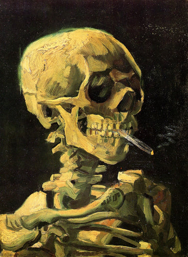 Crânio com um cigarro aceso (Vincent Van Gogh) - Reprodução com Qualidade Museu