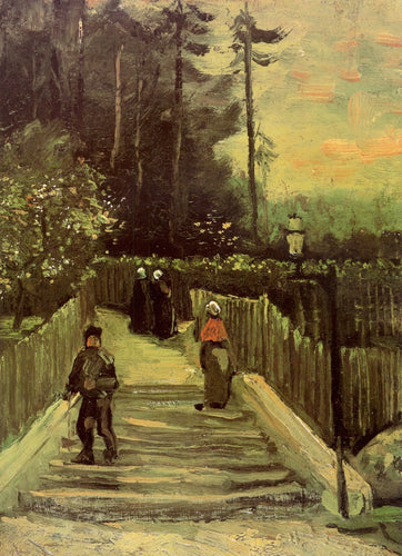 Caminho inclinado em Montmartre (Vincent Van Gogh) - Reprodução com Qualidade Museu