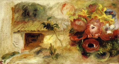 Casa pequena, botões de ouro e flores diversas (Pierre-Auguste Renoir) - Reprodução com Qualidade Museu