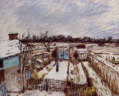 Efeito de neve em Veneux (Alfred Sisley) - Reprodução com Qualidade Museu