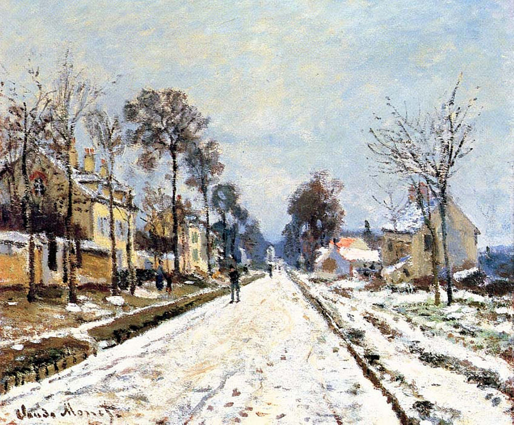 Efeito de neve, o caminho para Louveciennes (Claude Monet) - Reprodução com Qualidade Museu