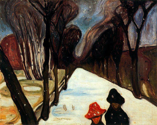 Neve caindo na pista (Edvard Munch) - Reprodução com Qualidade Museu