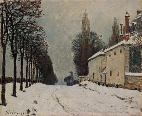 Neve na estrada, Louveciennes - Chemin De La Machine (Alfred Sisley) - Reprodução com Qualidade Museu