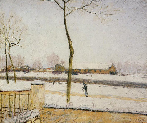 Estação Snow Scene Moret (Alfred Sisley) - Reprodução com Qualidade Museu