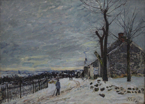 Tempo com neve em Veneux Nadon (Alfred Sisley) - Reprodução com Qualidade Museu