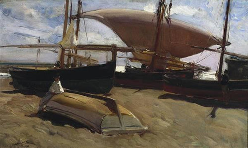 Barcos na areia, Valência (Joaquin Sorolla) - Reprodução com Qualidade Museu