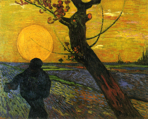 Semeador com Sol Poente (Vincent Van Gogh) - Reprodução com Qualidade Museu