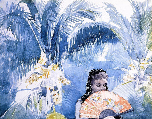 Menina espanhola com leque (Winslow Homer) - Reprodução com Qualidade Museu