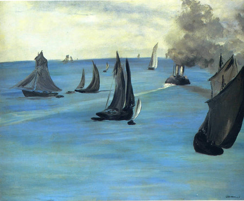 Barco a vapor saindo de Boulogne (Edouard Manet) - Reprodução com Qualidade Museu